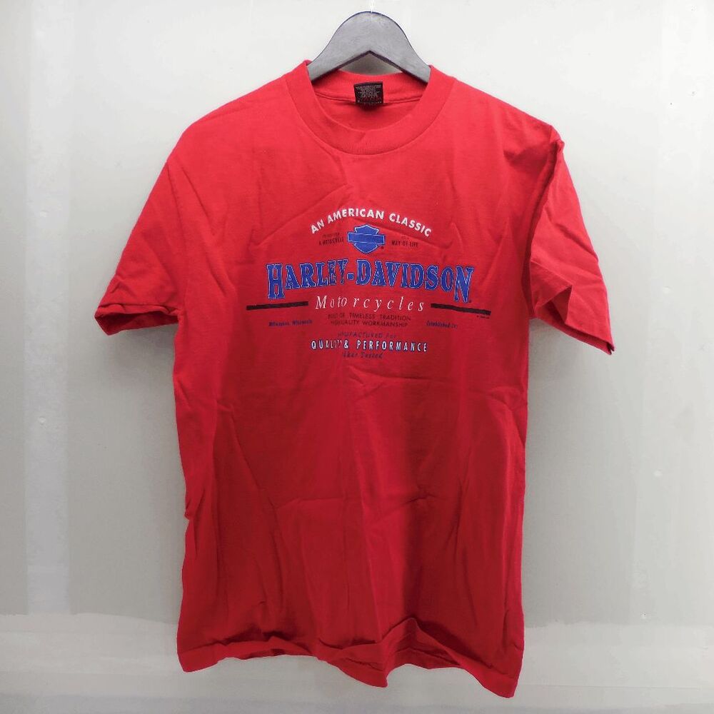 Vintage Harley Davidson Motorcycles Logo Shirt Mens M 1995 San Diego CA Red Blue